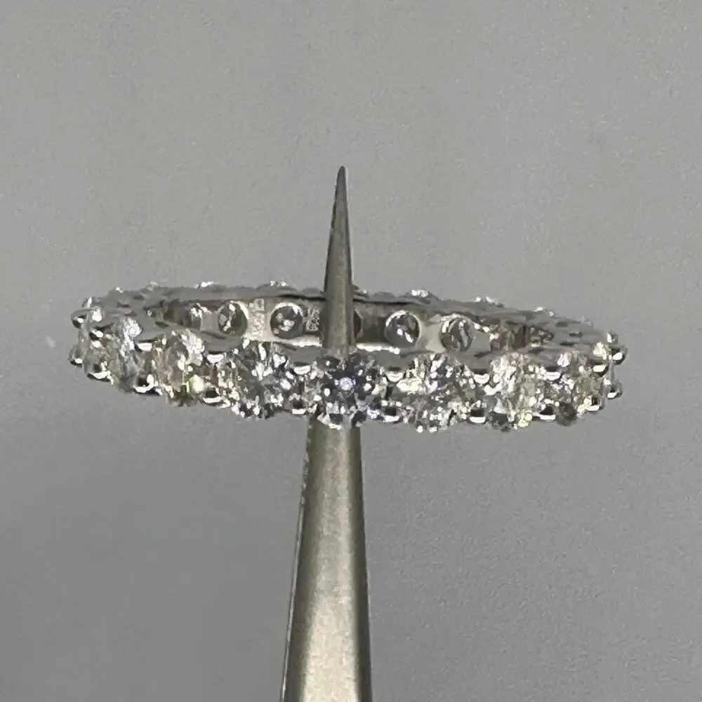 Moissanite Diamond Eternity Band Infinity Ring Pt950 Plated 925 GRA Size 6.5